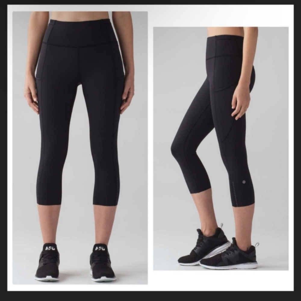 Lululemon Fast & Free Crop II *Nulux 19", Black (First Release), Size 6